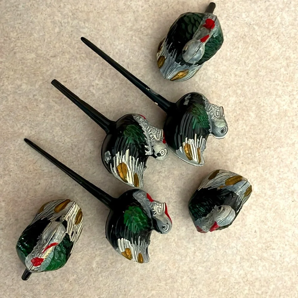 $9 Bundled 🦃 Cupcake Cake Toppers 6 Turkey Picks VTG 70s Thanksgiving 3D Decor